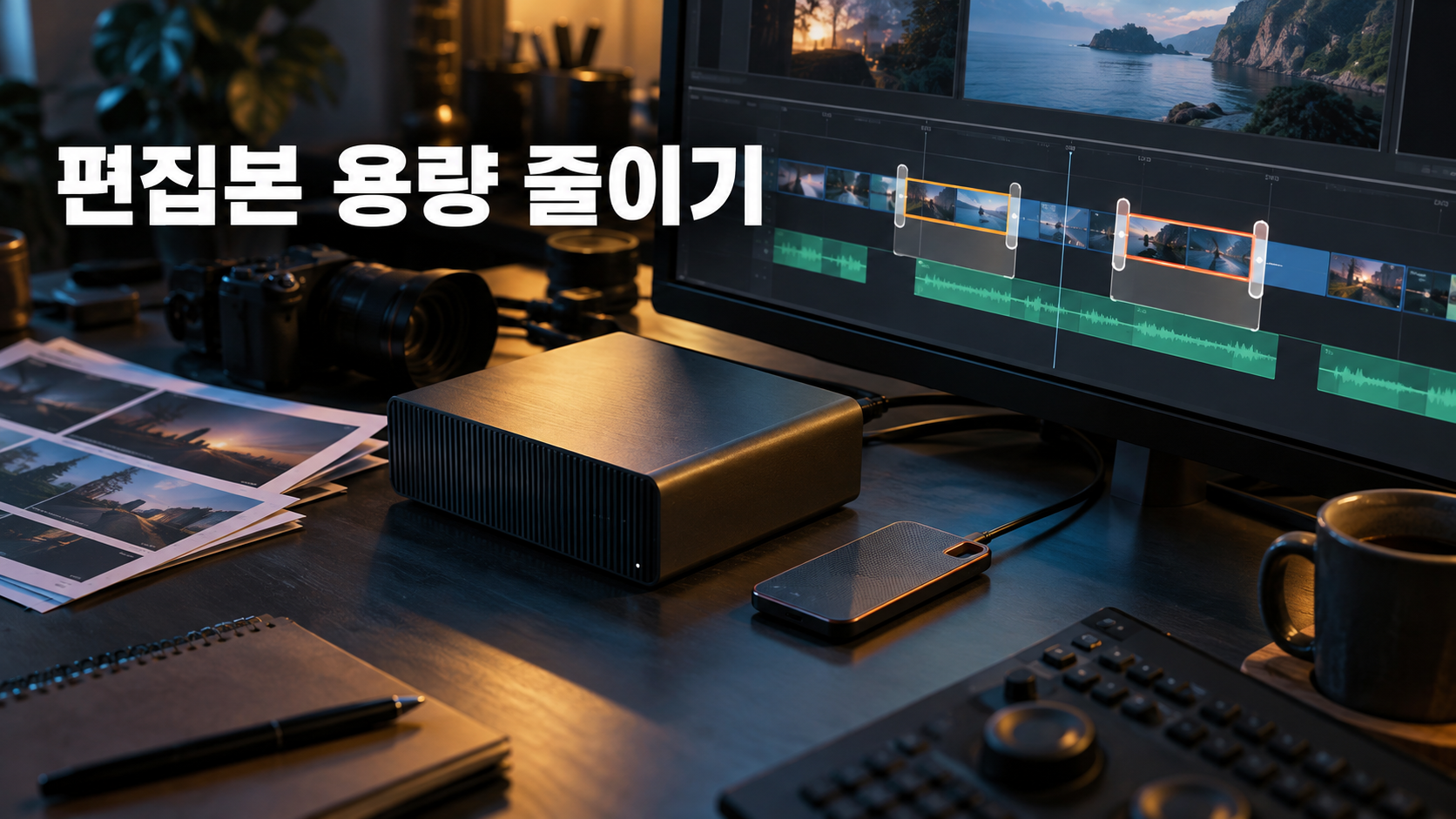 미디어 정리 작업을 표현한 AI 생성 이미지