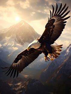 저-멀리서-태양이-비추고-창공을-멋있게-나는-흰머리독수리