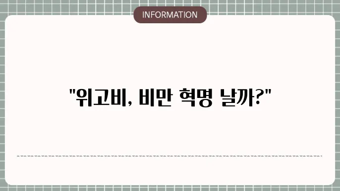 위고비 비만 치료제의 가능성