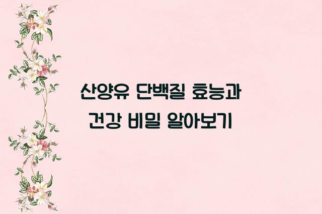 산양유 단백질 효능