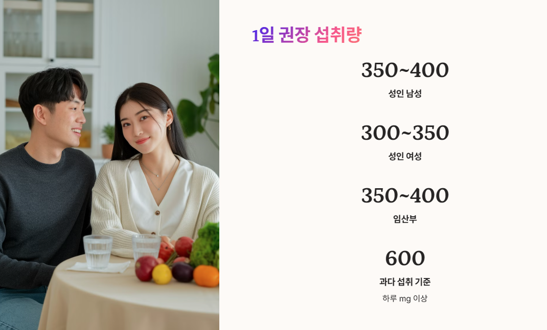 1일 권장 섭취량 및 과다섭취 기준