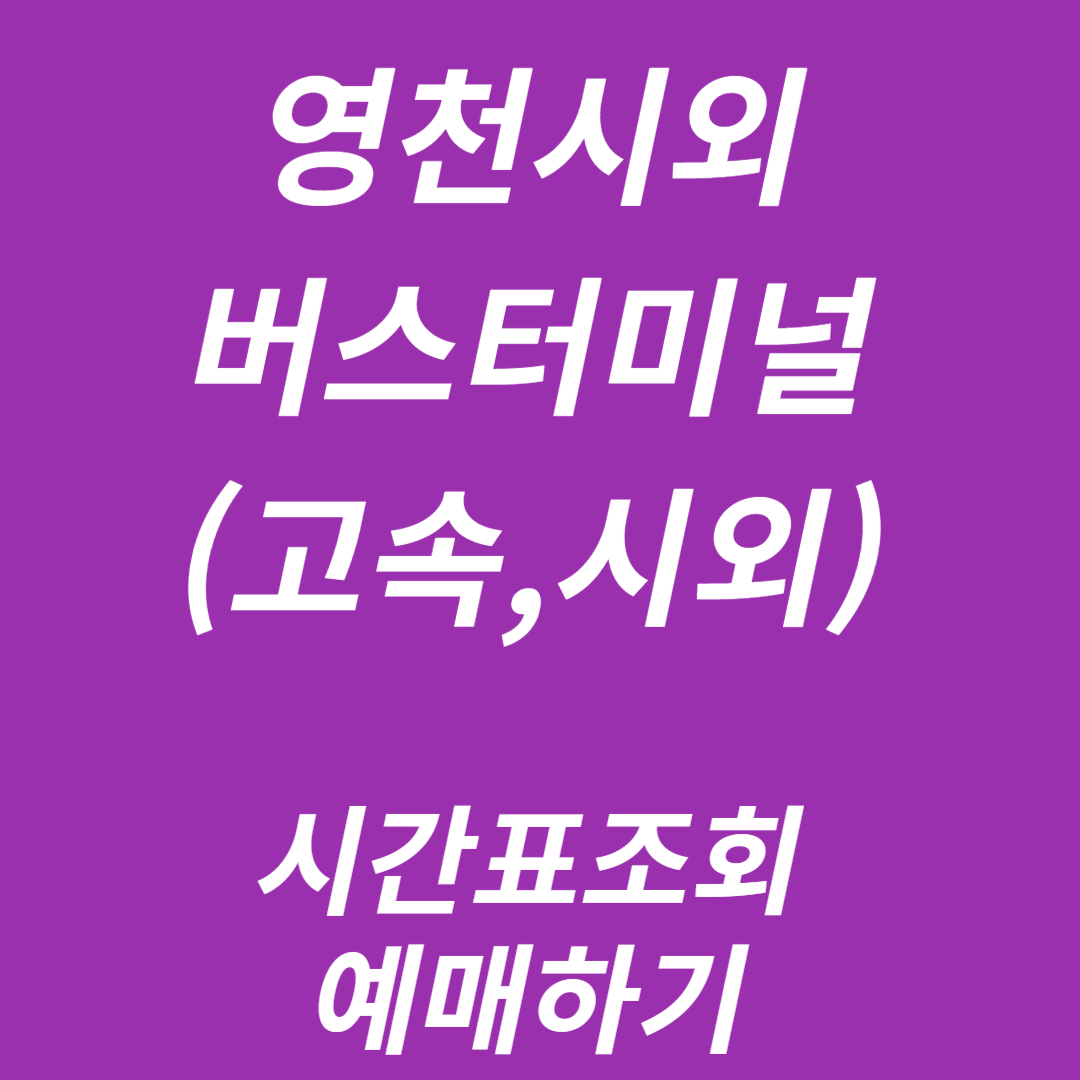 영천시외버스터미널(고속,시외) 시간표조회, 예매