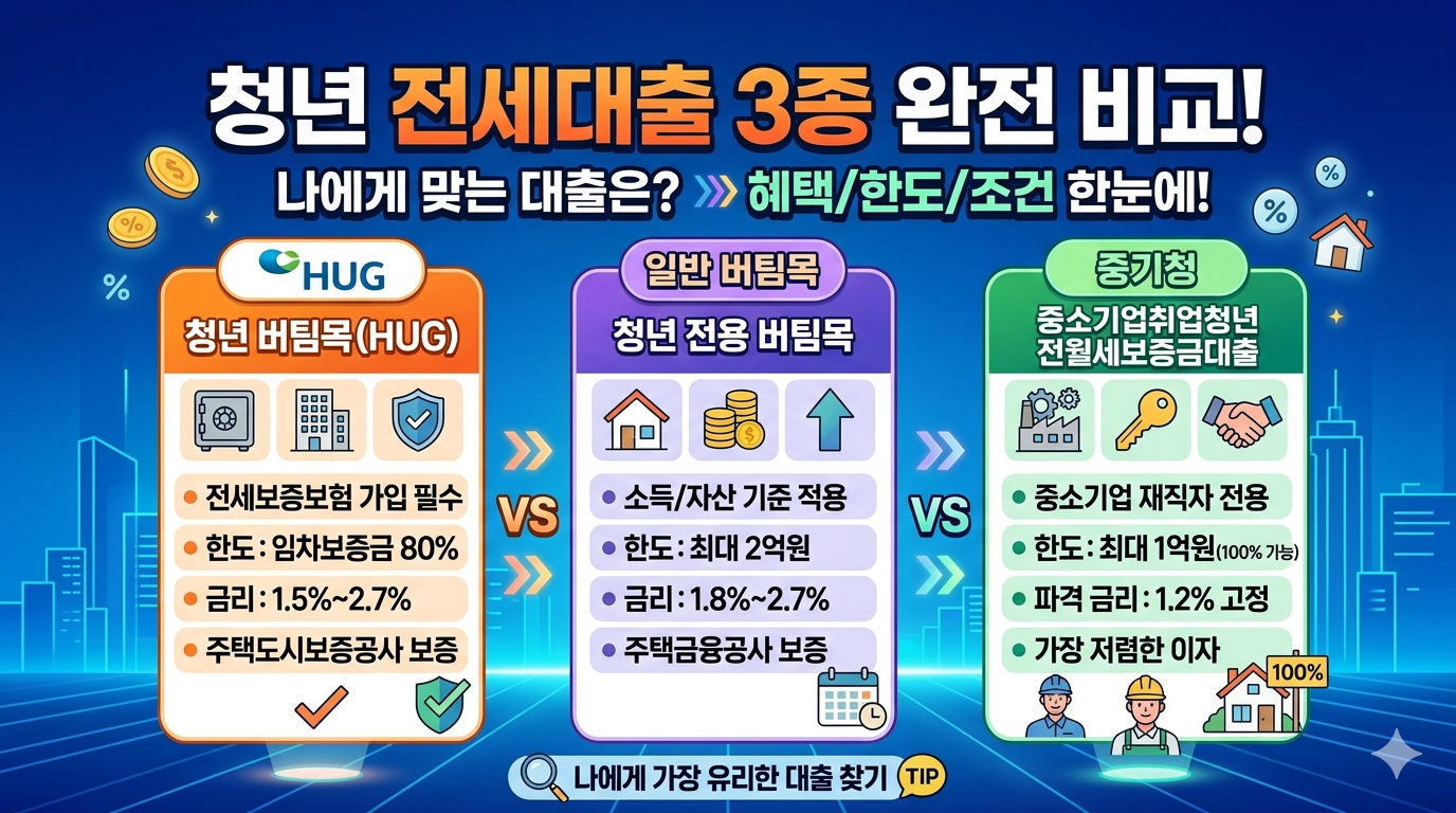 청년 전세자금대출 3종 비교 총정리