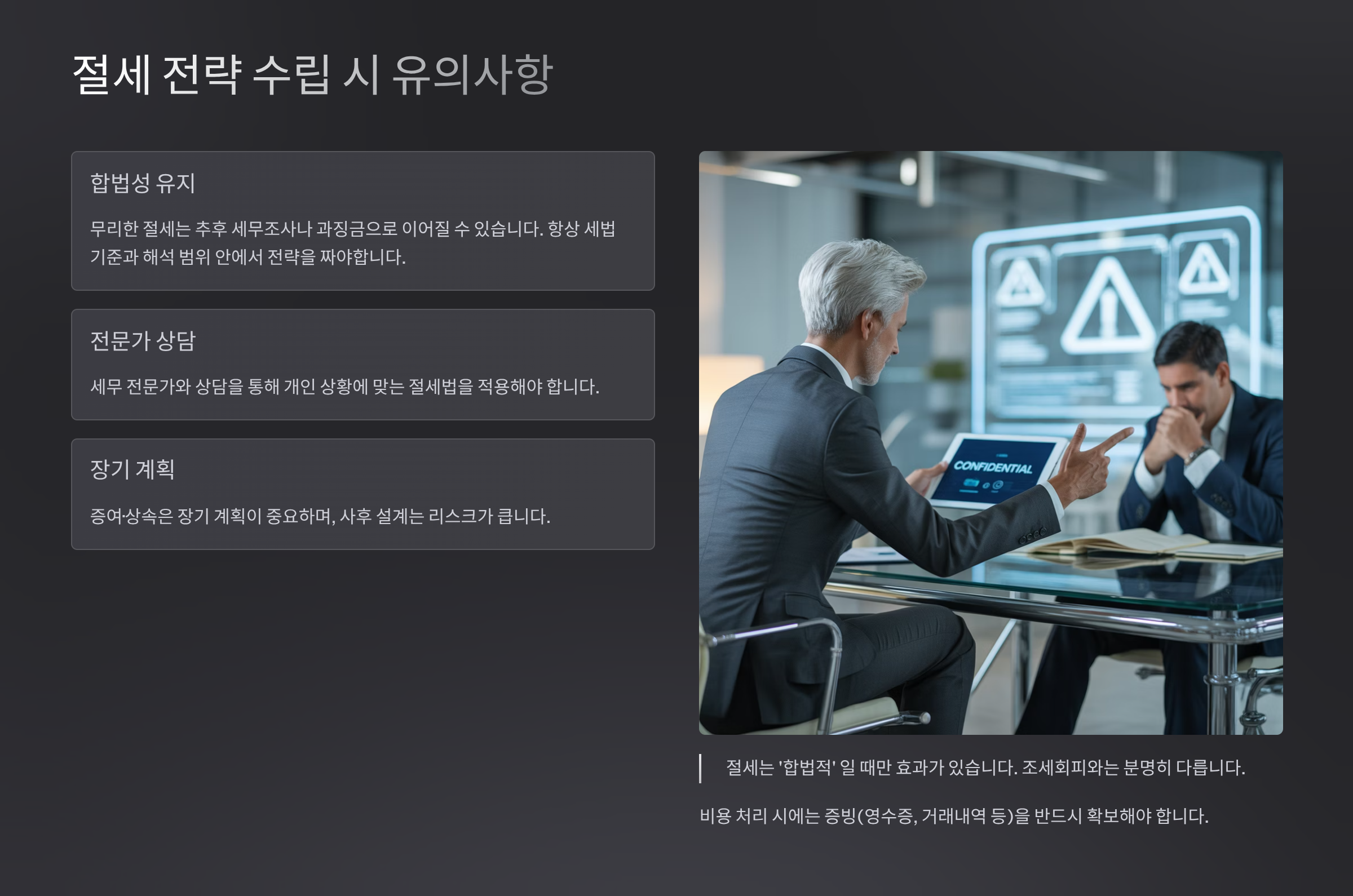 절세 전략 수립 시 유의사항