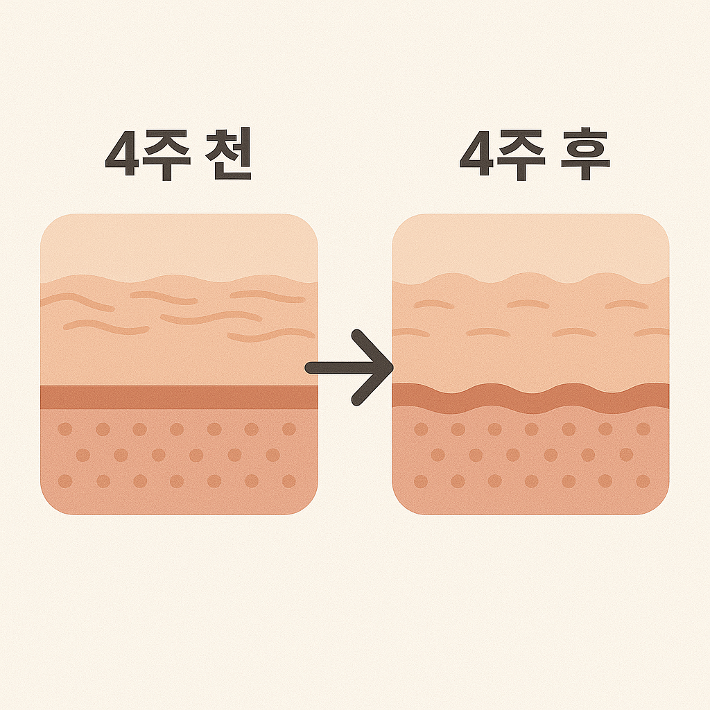 “4주간 내부 관리 후 피부 변화 시뮬레이션”