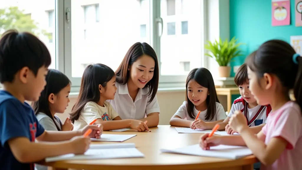 교실에서 공부하는 아이들