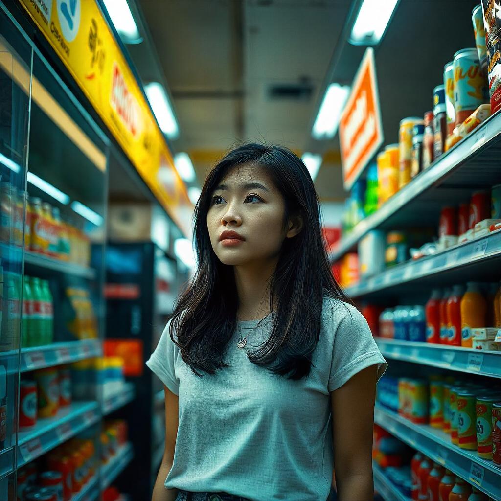 편의점에 혼자 있는 사진