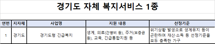 복지멤버쉽 안내 - 경기도 자체복지서비스