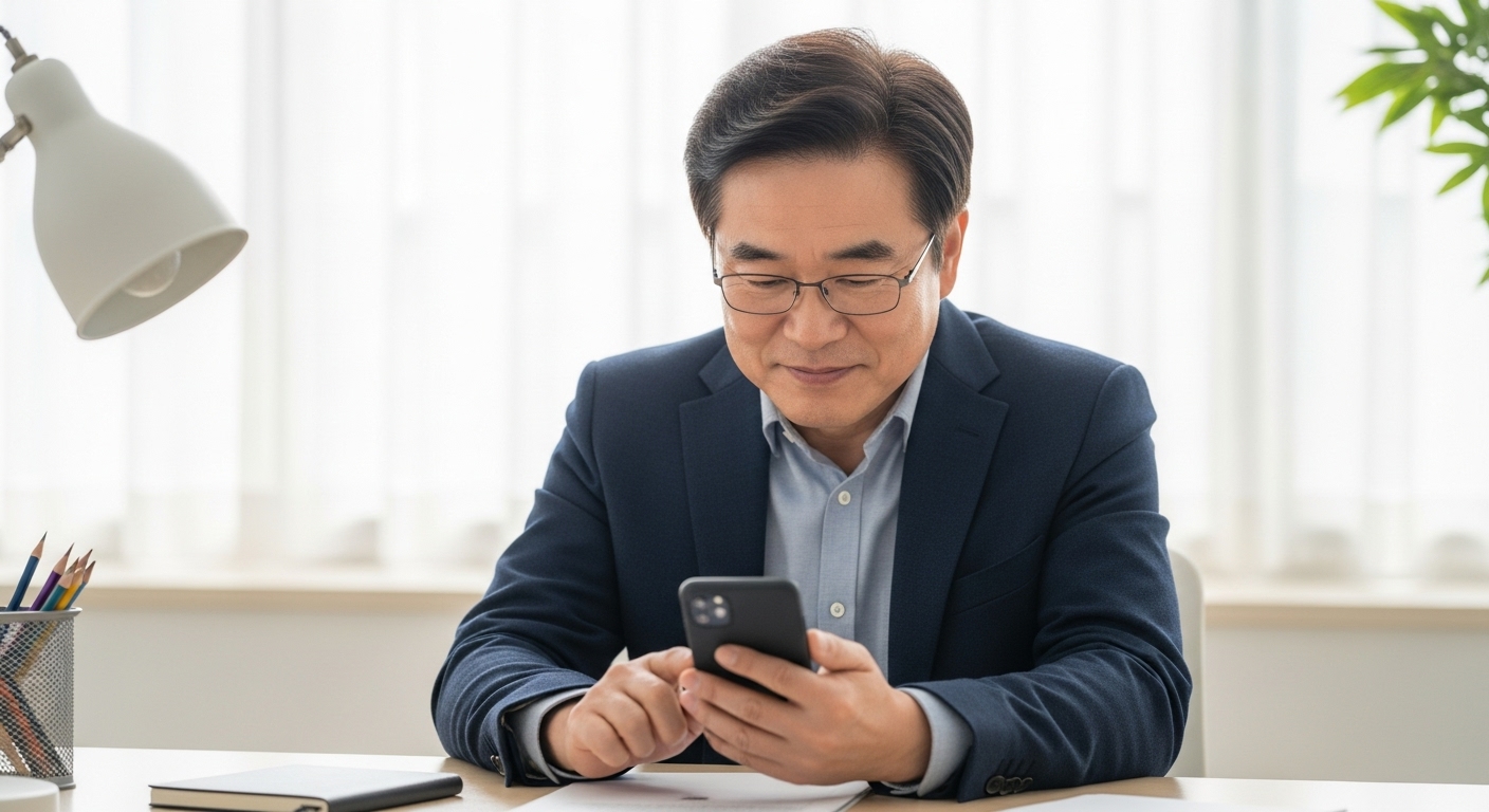 스마트폰으로 유튜브 채널을 개설하는 모습