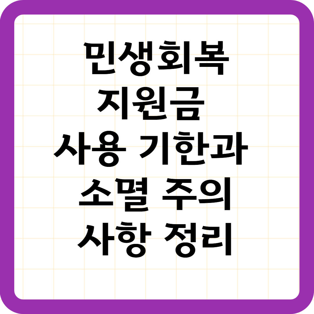 민생회복지원금 사용 기한과 소멸 주의사항 정리