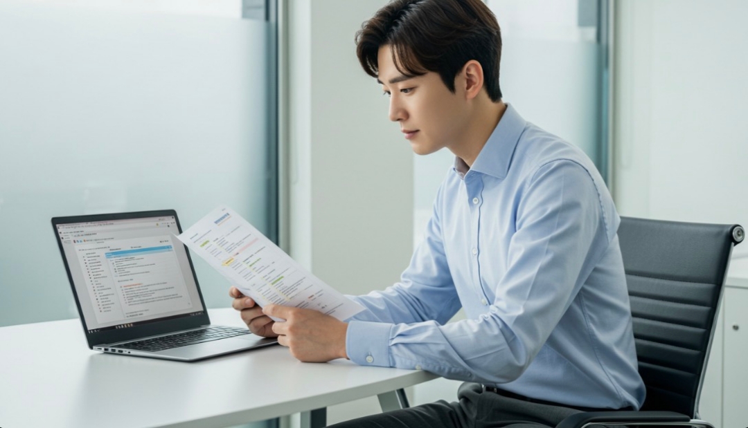 요금제-약관을-확인하는-남성의-모습