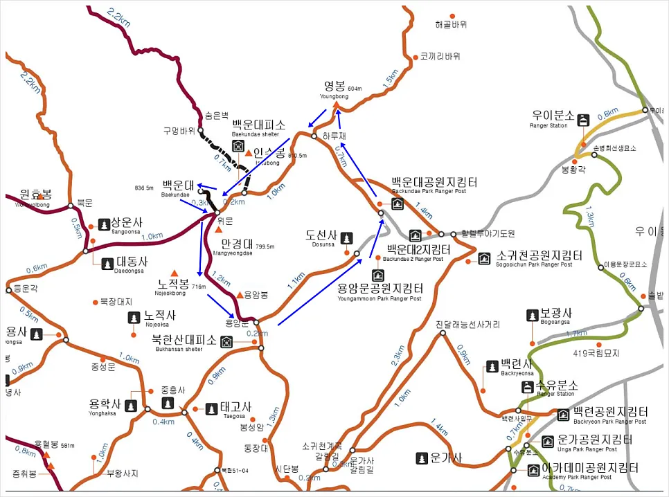 북한산 등산코스 및 등산지도 안내_3