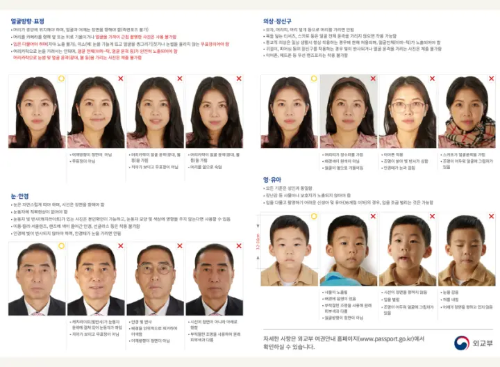 외교부 '여권사진 규격 안내' (출처 : 외교부)