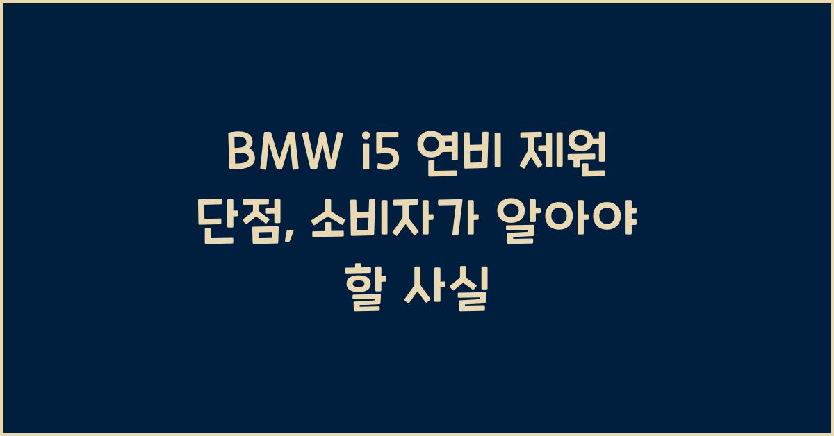 BMW i5 연비 제원 단점