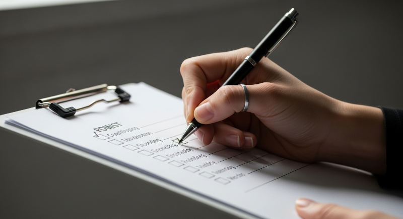 계약서 확인, 내용증명 등 분쟁 예방 항목을 체크하는 모습