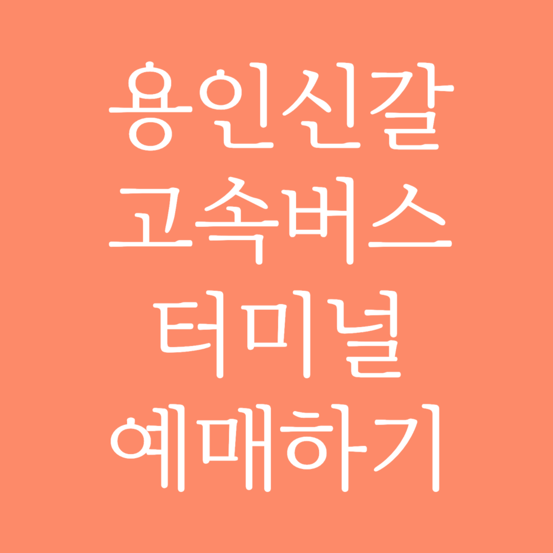 용인신갈 실시간 고속버스터미널 시간표 조회 및 예매하기