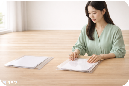 아직 고정되지 않은 상태를 확인하는 점검 단계