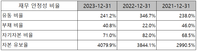 이녹스첨단소재 - 재무 안정성 비율