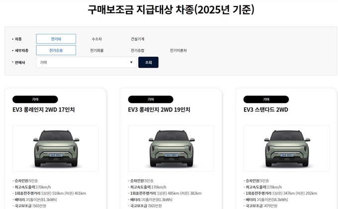 보령 전기차 보조금 대상차종 2025년