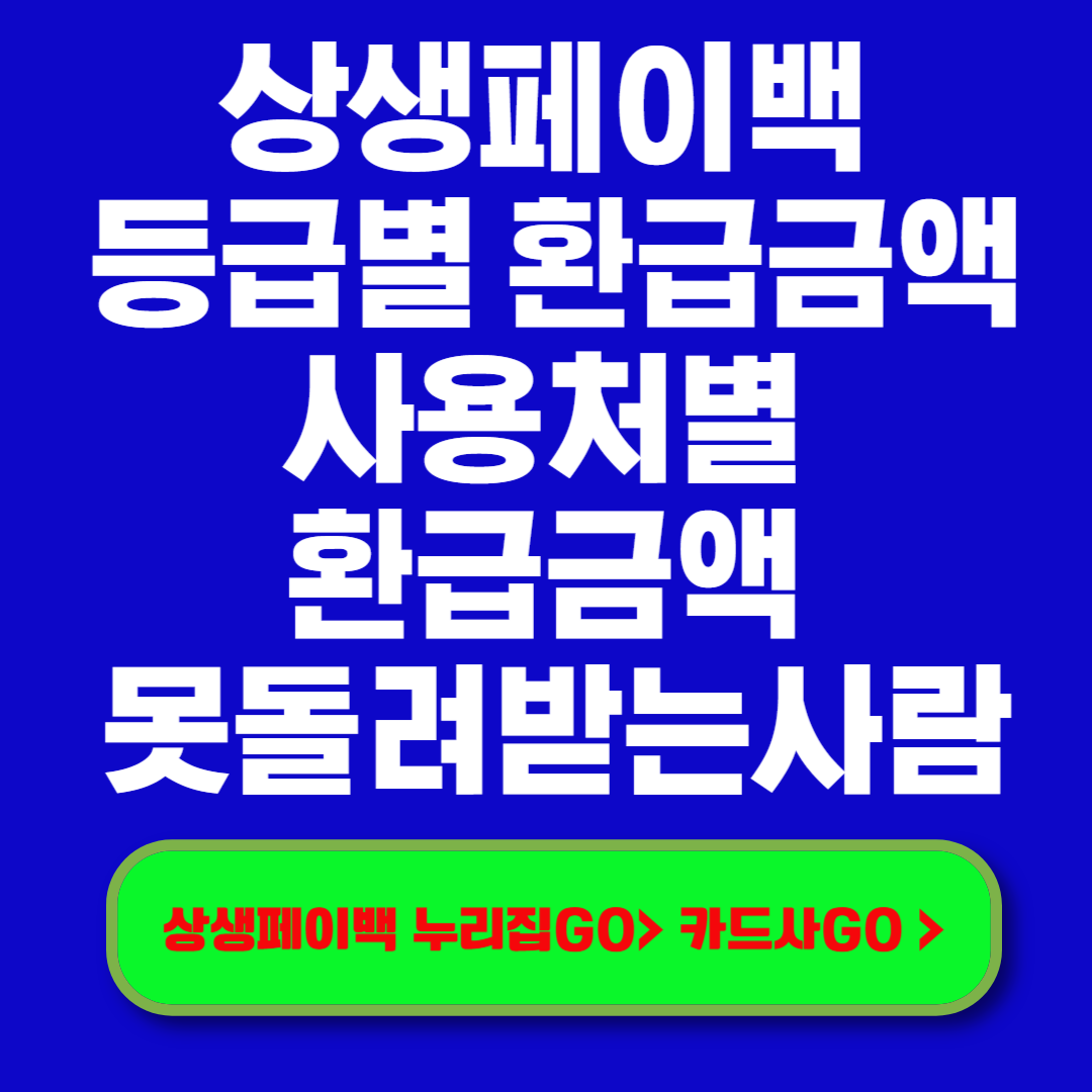 상생페이백 등급별 환급금액 사용처별 환급금액 못돌려받는사람
