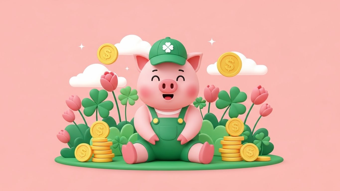 풍요로운 결실이 가득한 정원에서 여유를 만끽하며 나눔의 행복을 누리는 돼지띠의 풍요로운 모습 이미지