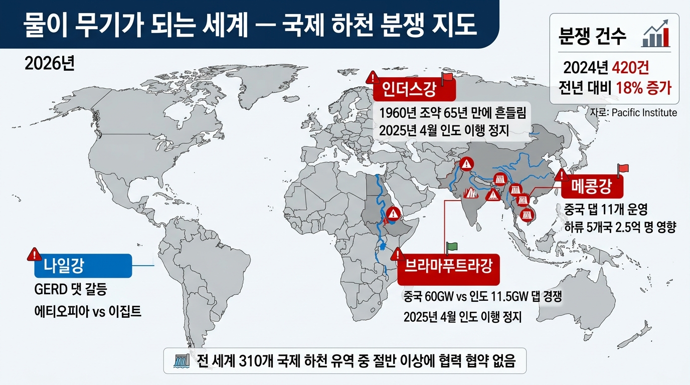 물이 무기가 되는 세계 — 국제 하천 분쟁 지도