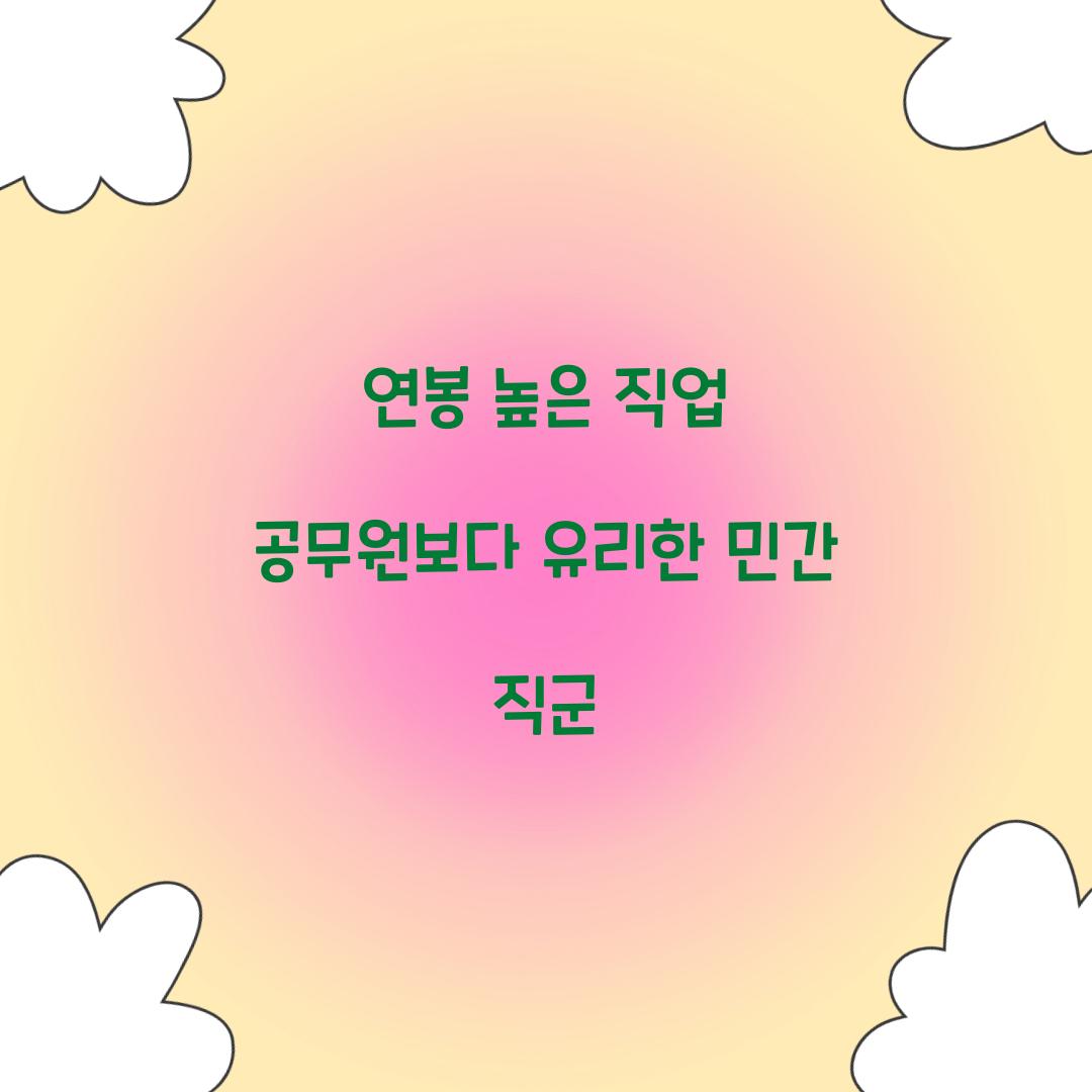연봉 높은 직업 공무원보다 유리한 민간 직군