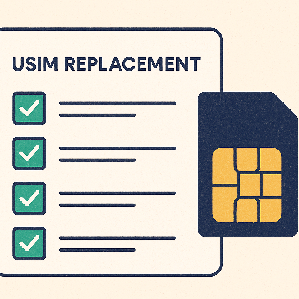 SK 유심 무상교체 절차 체크리스트 2D 일러스트