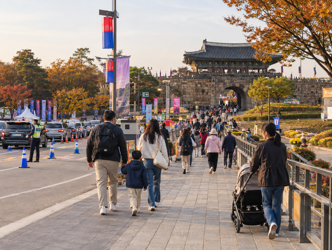 차량 통제 요일과 진주성 입구 선택