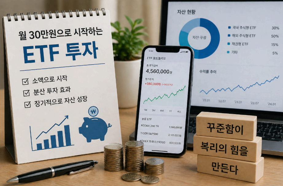 월 30만 원으로 시작하는 ETF 투자와 자산관리 전략을 보여주는 소액 투자
