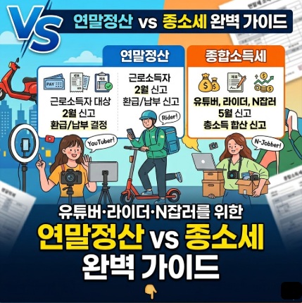 유튜버·라이더·N잡러를 위한 연말정산 vs 종소세 완벽 가이드 썸네일