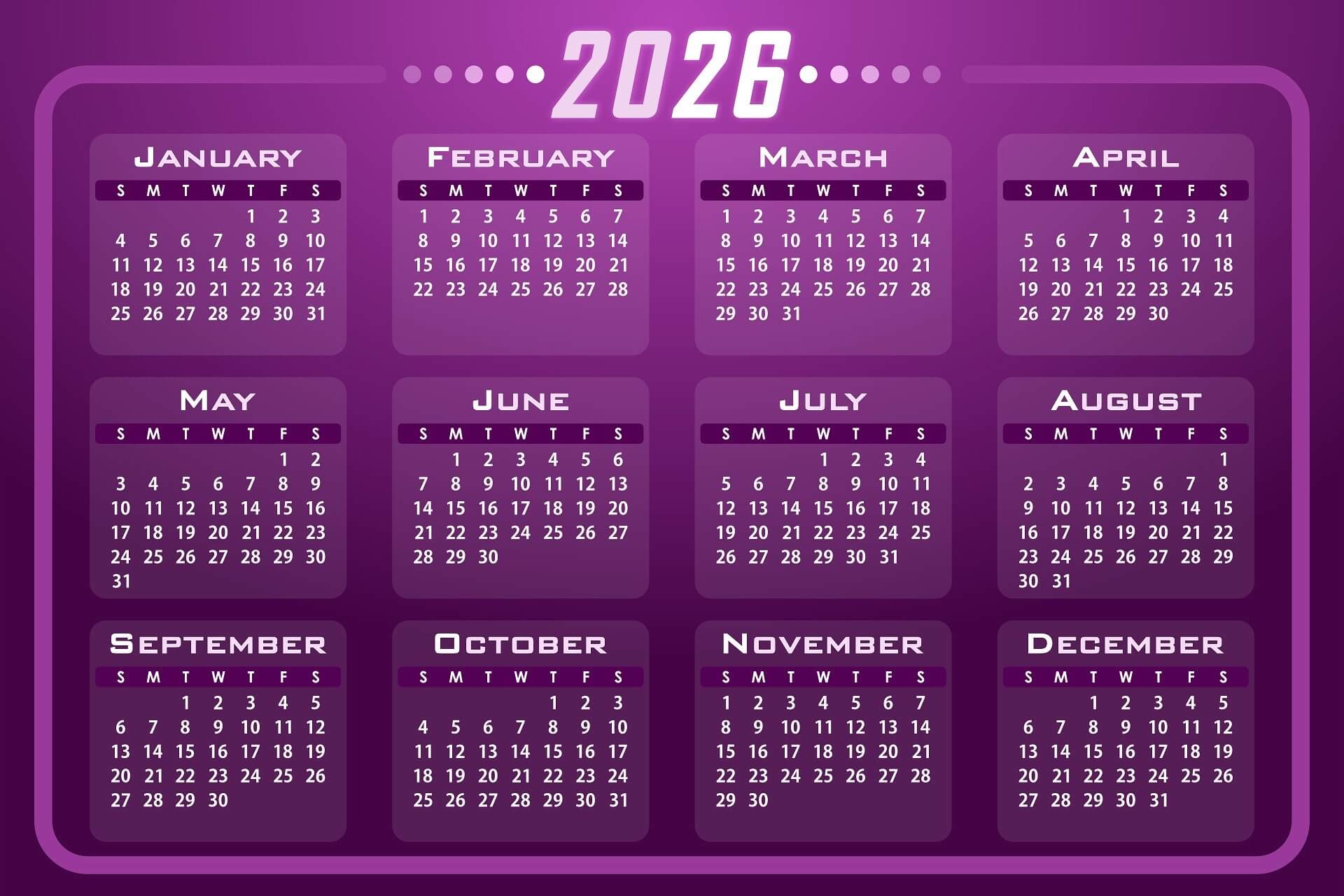 2026년 달력