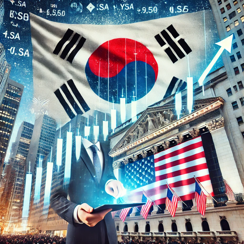 한국의 국민연금이 미국 종목을 매수하는 개념적인 모습