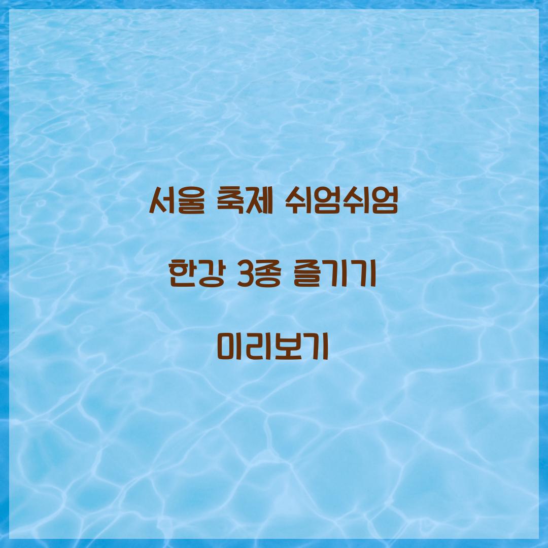서울 축제 쉬엄쉬엄 한강