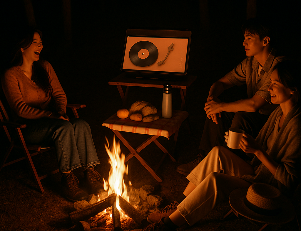 야외에서 스탠바이미 go를 사용하는 모습