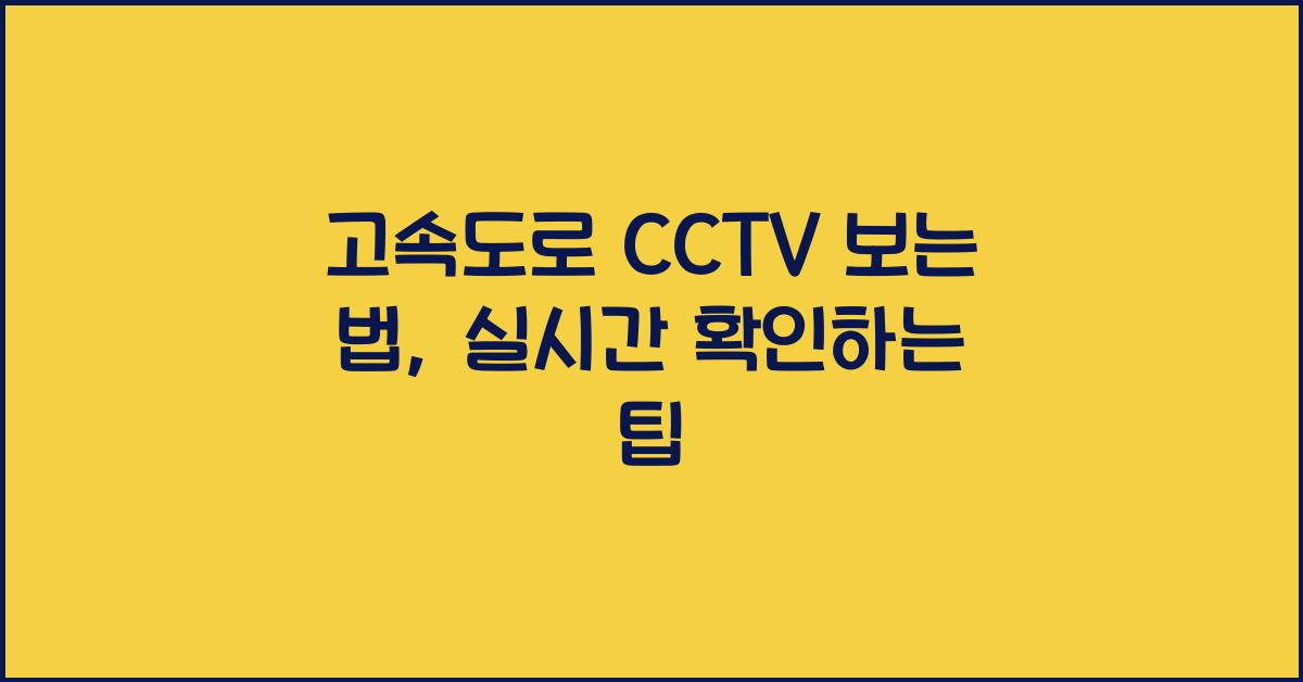 고속도로 cctv 보는 법