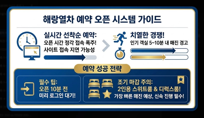 해랑열차 예약 방법 [2026년 최신] 객실별 가격 비교 및 예약 성공 실전 팁