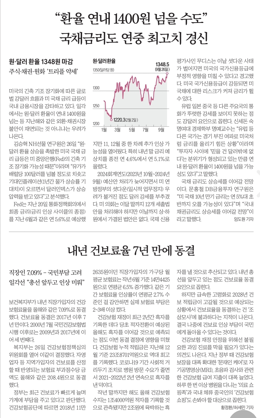 9월27일 수 경제뉴스 부동산뉴스 헤드라인뉴스 신문스크랩