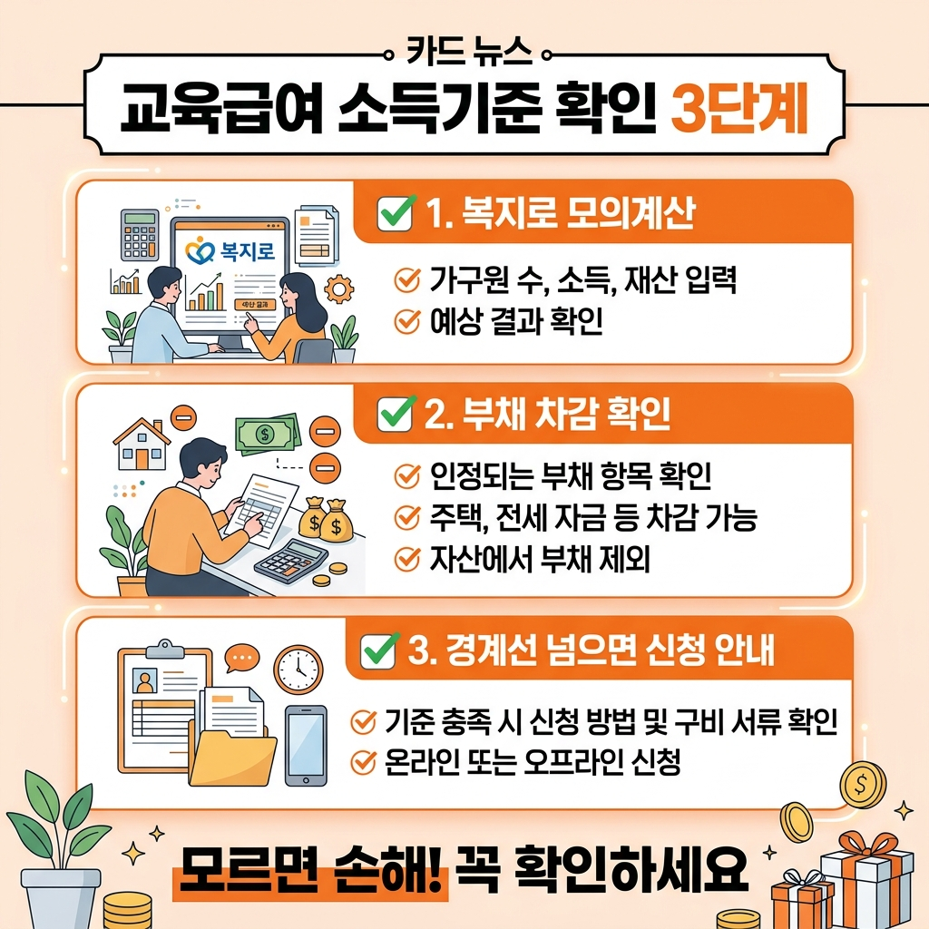 교육급여 소득 기준 확인 꿀팁 카드뉴스