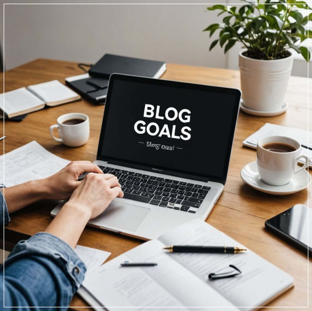 블로그-목표를-설정하는-노트북과-커피가-있는-작업-공간