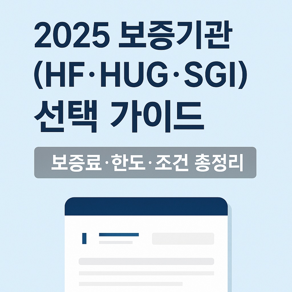 2025 보증기관(HF&middot;HUG&middot;SGI) 선택 가이드｜보증료&middot;한도&middot;조건 총정리