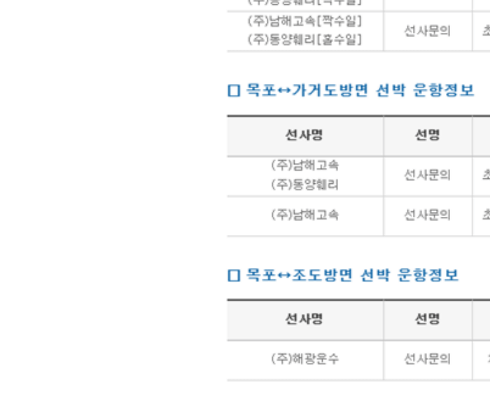 목포_연안여객선터미널_운항_시간표