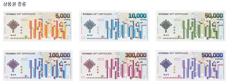 현대백화점 상품권 종류