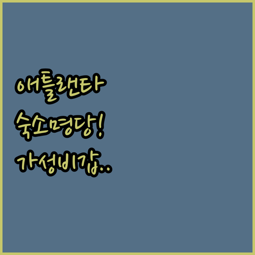 나만 알고 싶은 애틀랜타 숙소 명당부..