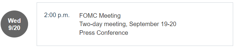 FOMC 회의 9월 19~20일 2일간의 회의