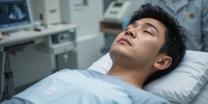 초음파 검사받는 남성 모습