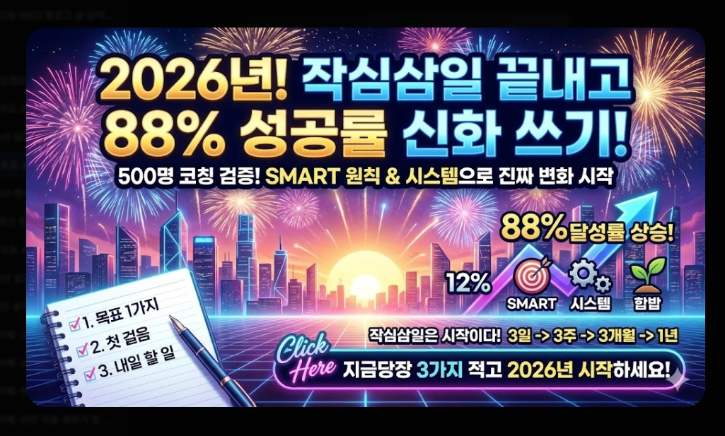 2026년 새해 목표 설정법 완벽가이드 작심삼일 극복 3단계 전략