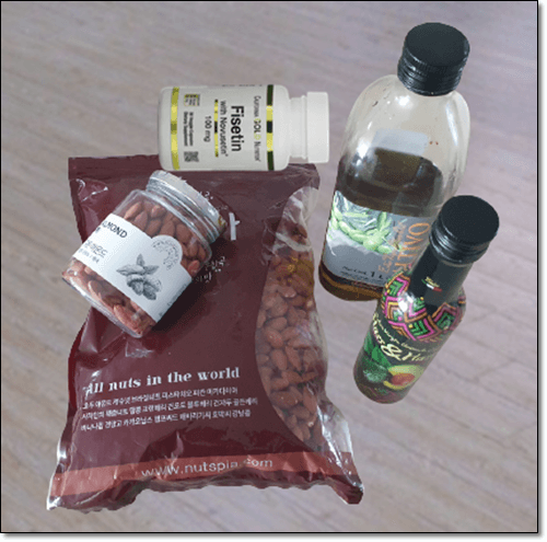 견과류와 피세틴 영양제