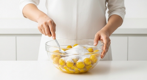 황매실 절임 준비&amp;#44; 소금과 설탕 배합