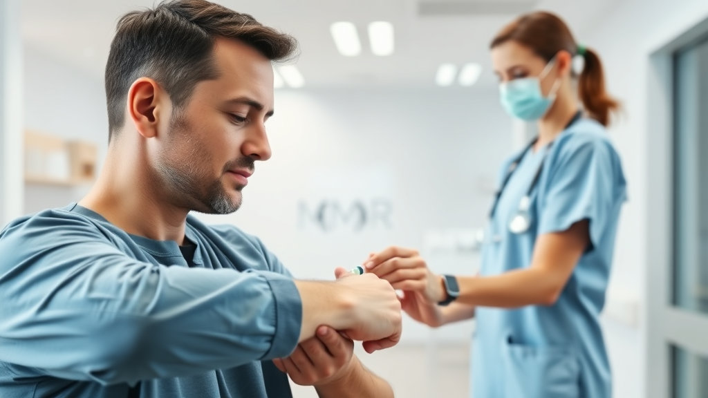 숙련된 간호사가 주사를 놓으려는 순간